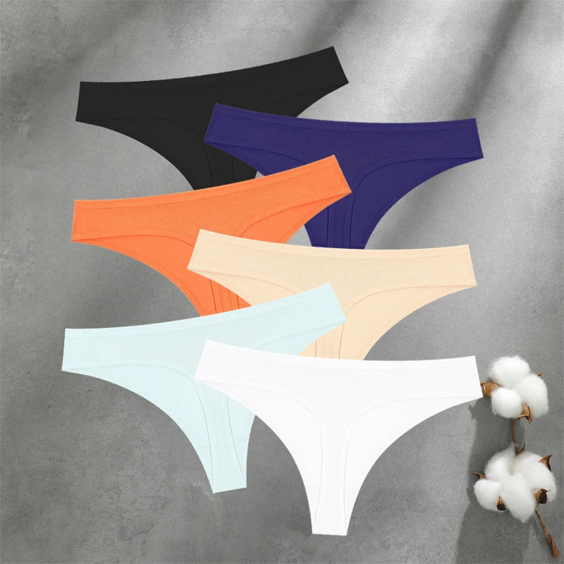 Women's Seamless Cotton Thongs 6-Pack | Low-Rise G-String | OWNLUXE