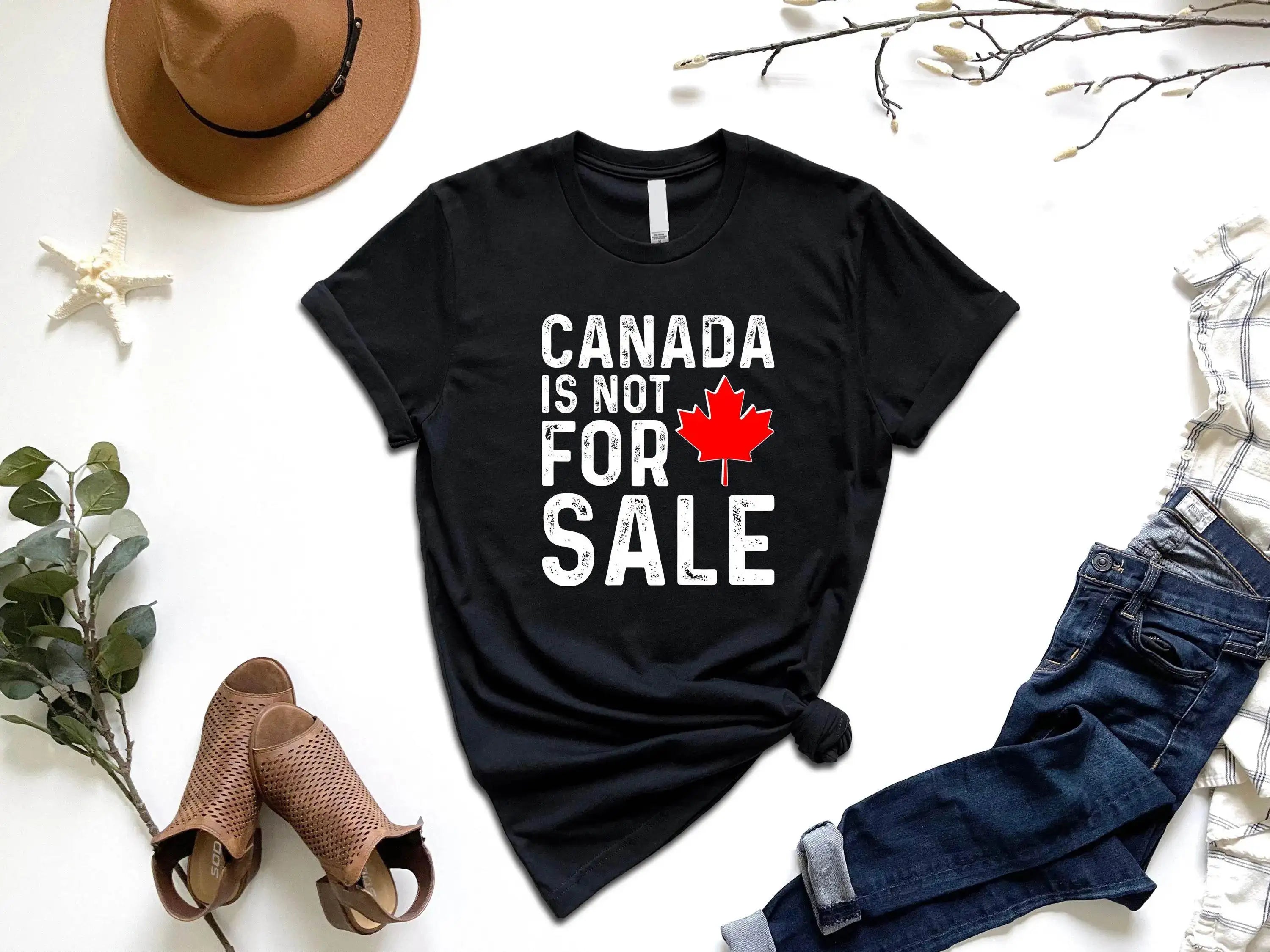 Elbows Up Canada True North Strong and Free Proud Canadian T-Shirt Canada Is Not for Sale EST. 1867 Patriotic Saying Tee Y2k Top