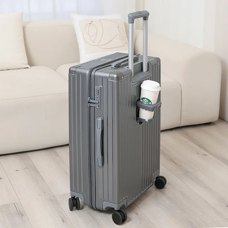 Carry-On Luggage with Cup & Phone Holder – Hard Shell Spinner