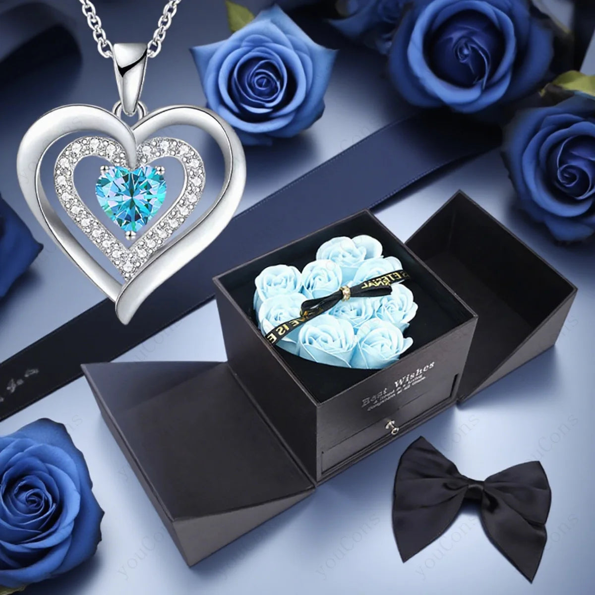 Heart Zircon Pendant Necklace – Comes in Rose Bow Gift Box | OWNLUXE