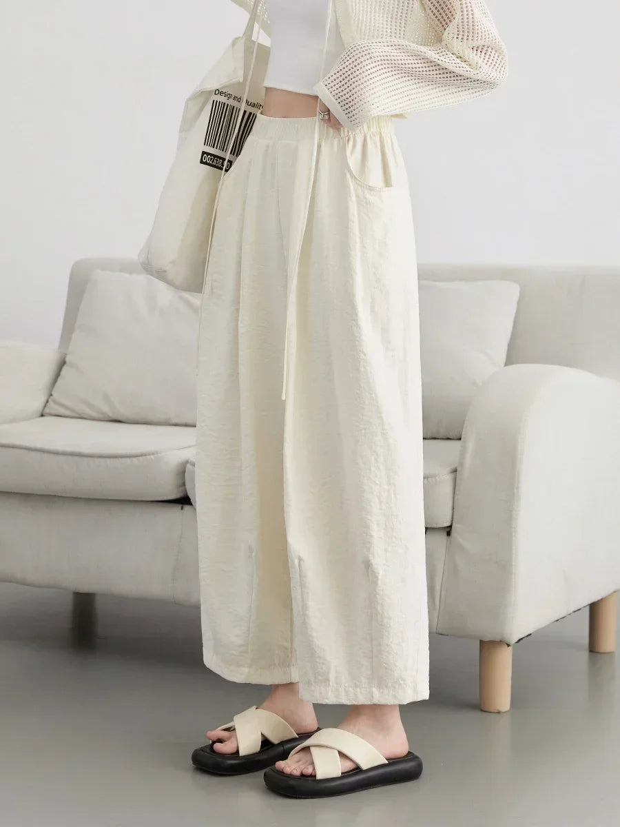 Women's Wide Leg Pants (Beige) | OWNLUXE