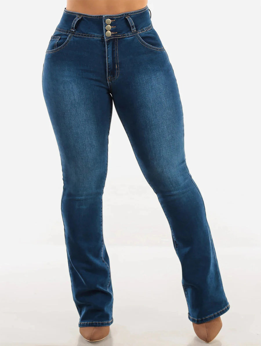 Butt-Lifting High-Waist Mini Flared Jeans | OWNLUXE