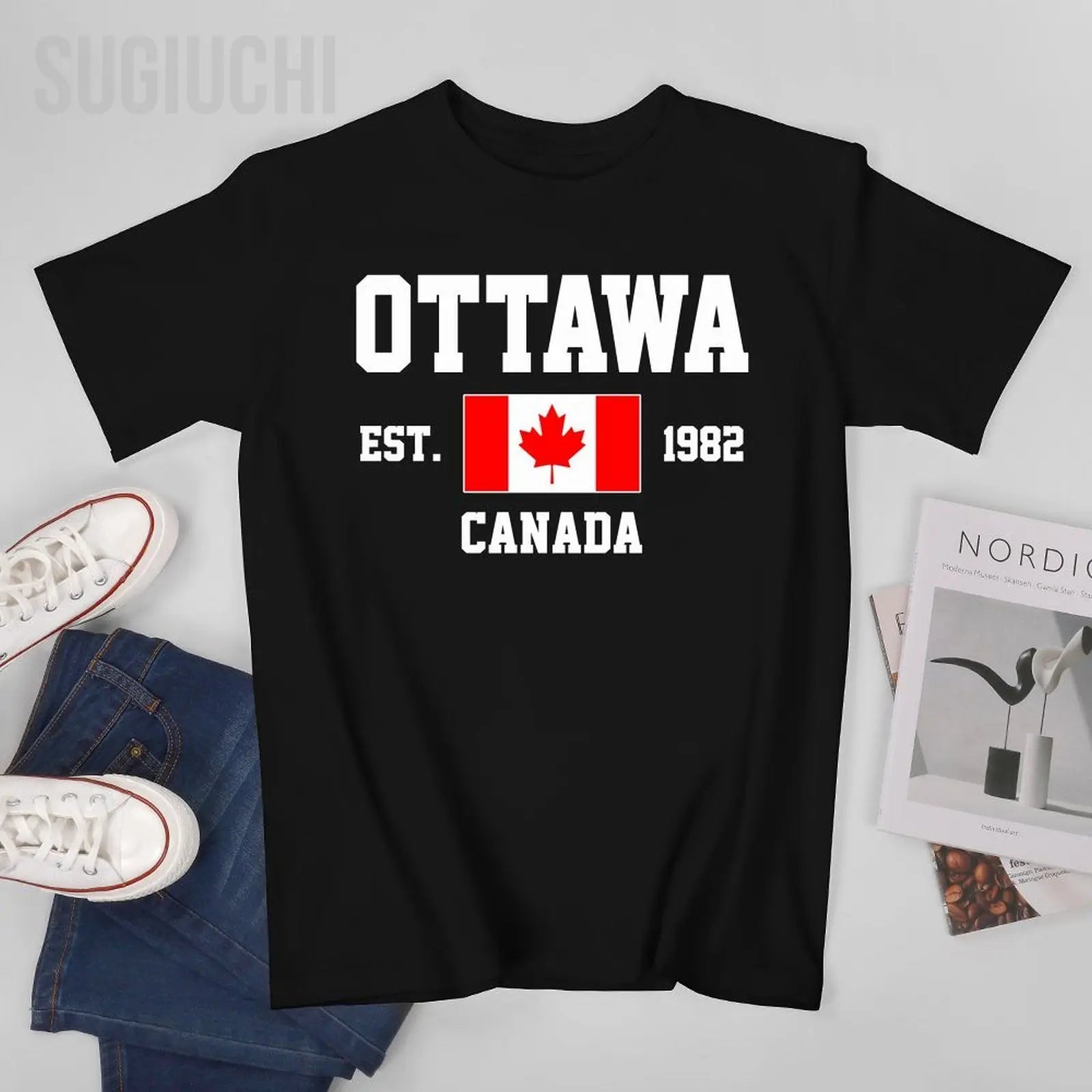 🧢 Sugiuchi 100% Cotton Casual Printed Tee – Unisex Everyday Style | T-shirt Imprimé Décontracté 100% Coton – Style Quotidien Unisexe