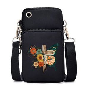 New Butterfly Mobile Phone Bag Women Messenger Bag Hanging Neck Purse Vertical Handbag Watercolor Butterfly Small Crossbody Bag