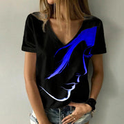 Digital Print V-Neck T-Shirt – Lightweight Summer Tee