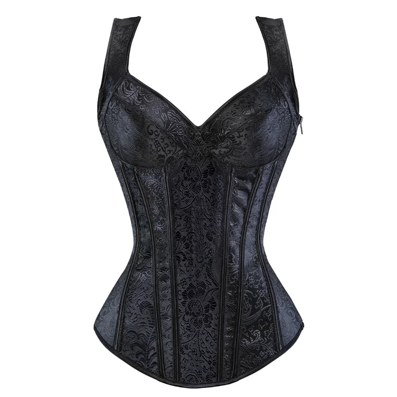 Overbust Extended-Size Floral Zip-Up Top | OWNLUXE