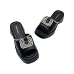 Load image into Gallery viewer, Women’s Mid Heel Slide Sandals – Cushioned Mixed-Color
