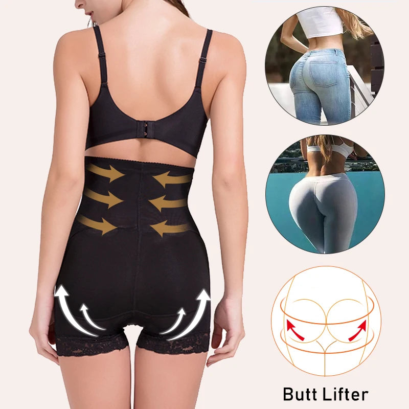 High Waisted Padded Butt Lifter Shapewear - Tummy Control Panty