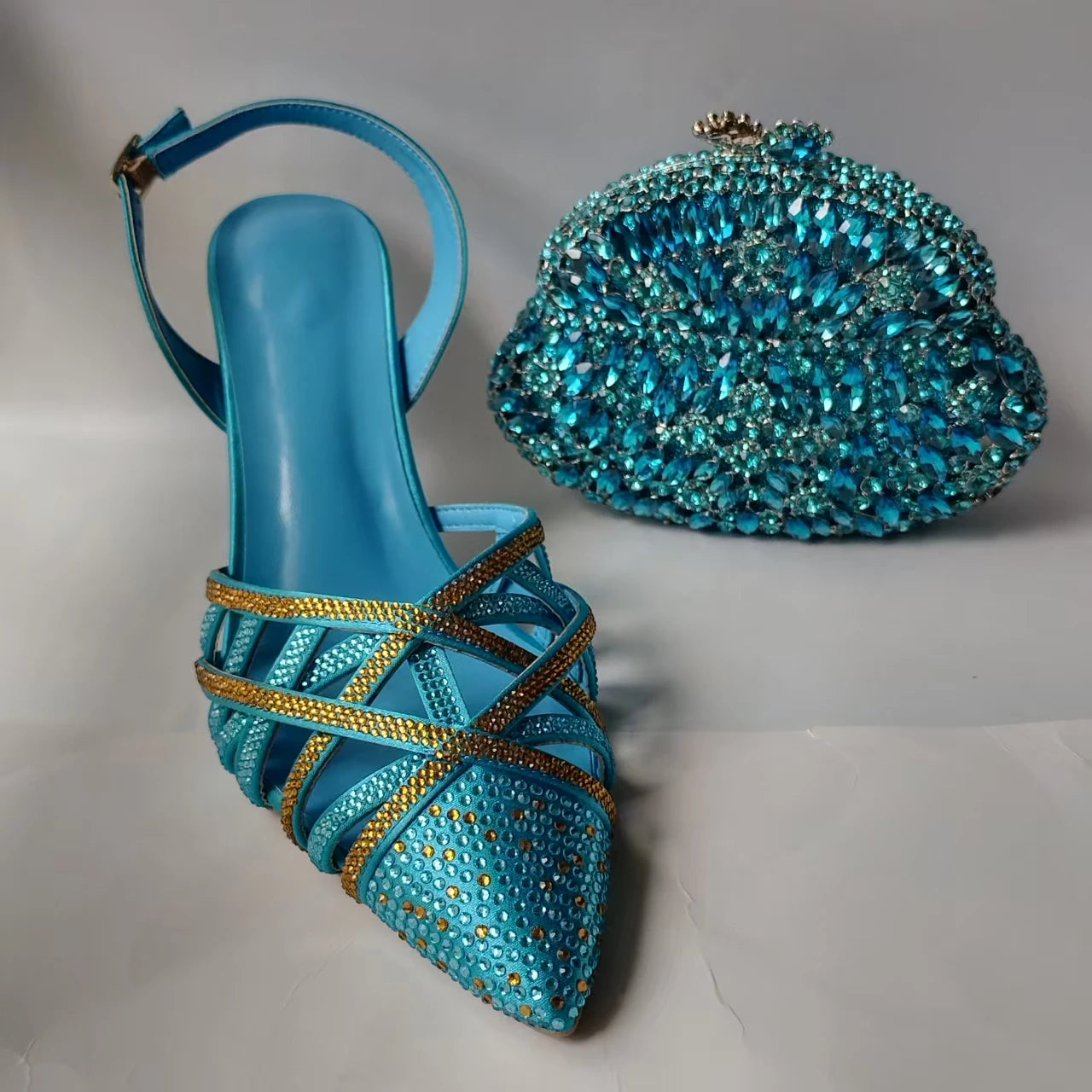 Crystal Sandals and Clutch Bag Set – Rhinestone Party Heels
