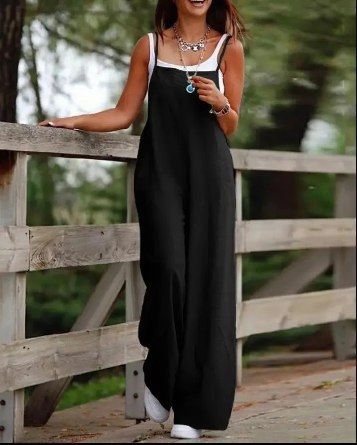 Summer High-Waist Wide Leg Jumpsuit – Full-Length Elegance