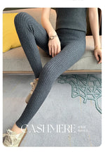 Load image into Gallery viewer, Women's 100% Cashmere Leggings - High Waist Thermal Knitted Pants
