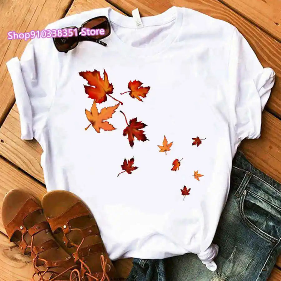 Fashion Canada Maple Leaf Flag Print Women T-Shirt O-Neck Short Sleeve | OWNLUXE