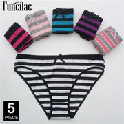 Women's Cotton Bikini Briefs 5-Pack | Striped Low-Rise Underwear | OWNLUXE