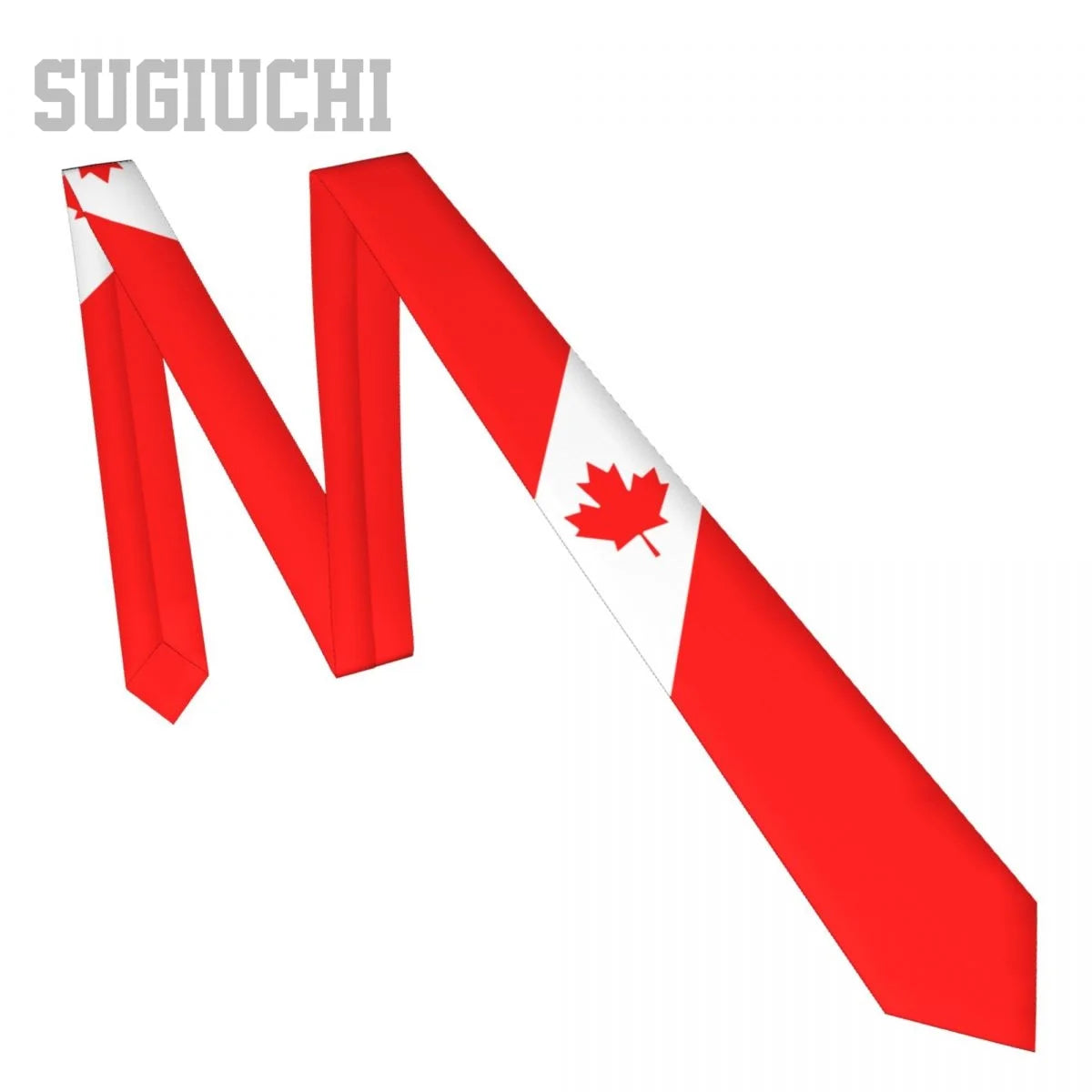 Canada Flag Emblem Neck Tie – Slim Plaid Tie for Wedding, Business & Canada Day
