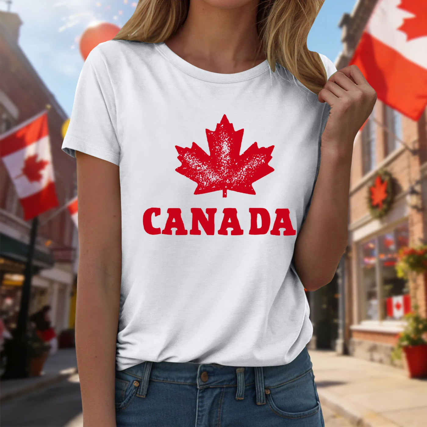 Canada Day Print T-Shirt Round Neck Short Sleeve | OWNLUXE
