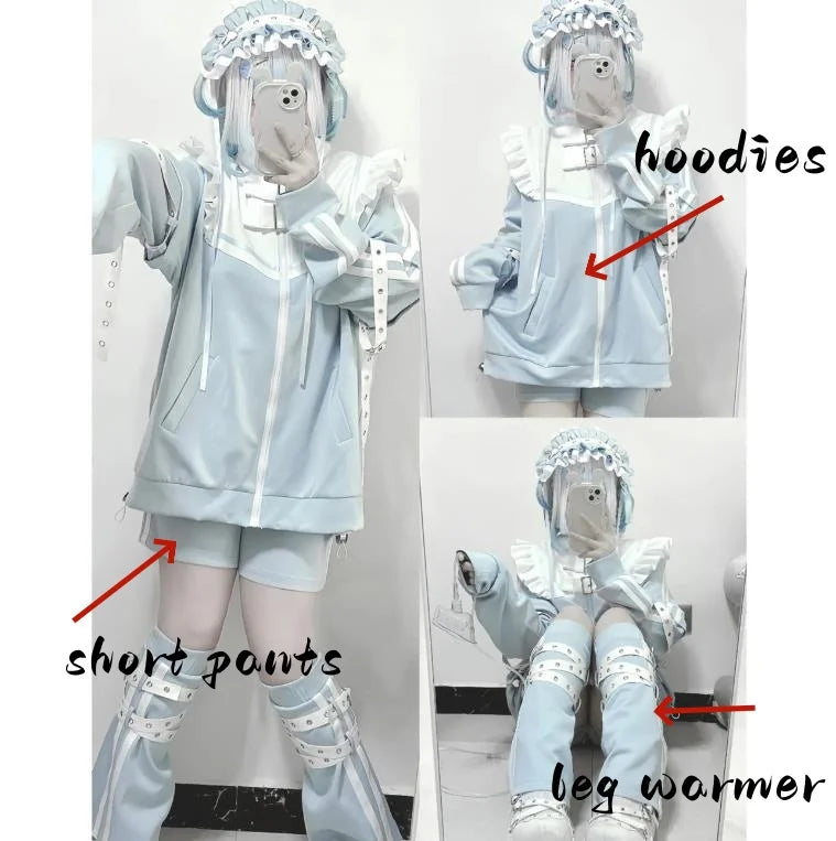 Patchwork Ruffle Relaxed-Fit Zip-Up Hoodie | OWNLUXE