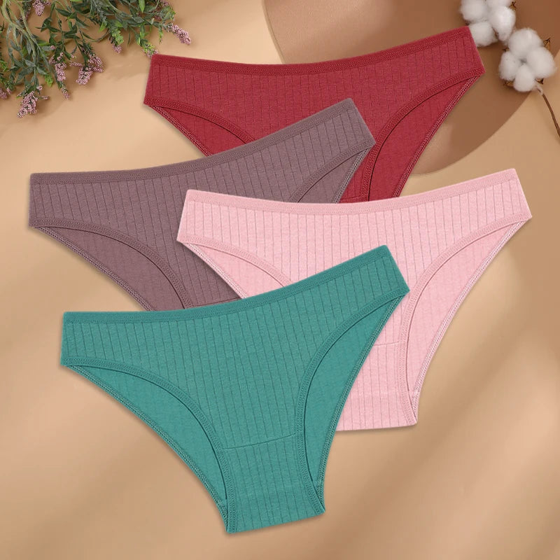 Women's Cotton Low-Rise Briefs 4-Pack | Stripes & Solids | OWNLUXE