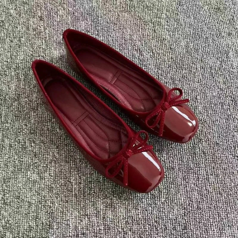 Women's Square Toe Leather Flats (Off-White) – Shop at OWNLUXE