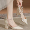 Ankle Strap Low Heel Adjustable Elegant Pearl Accessory | OWNLUXE