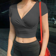 V-Neck Short-Sleeve Corset | OWNLUXE