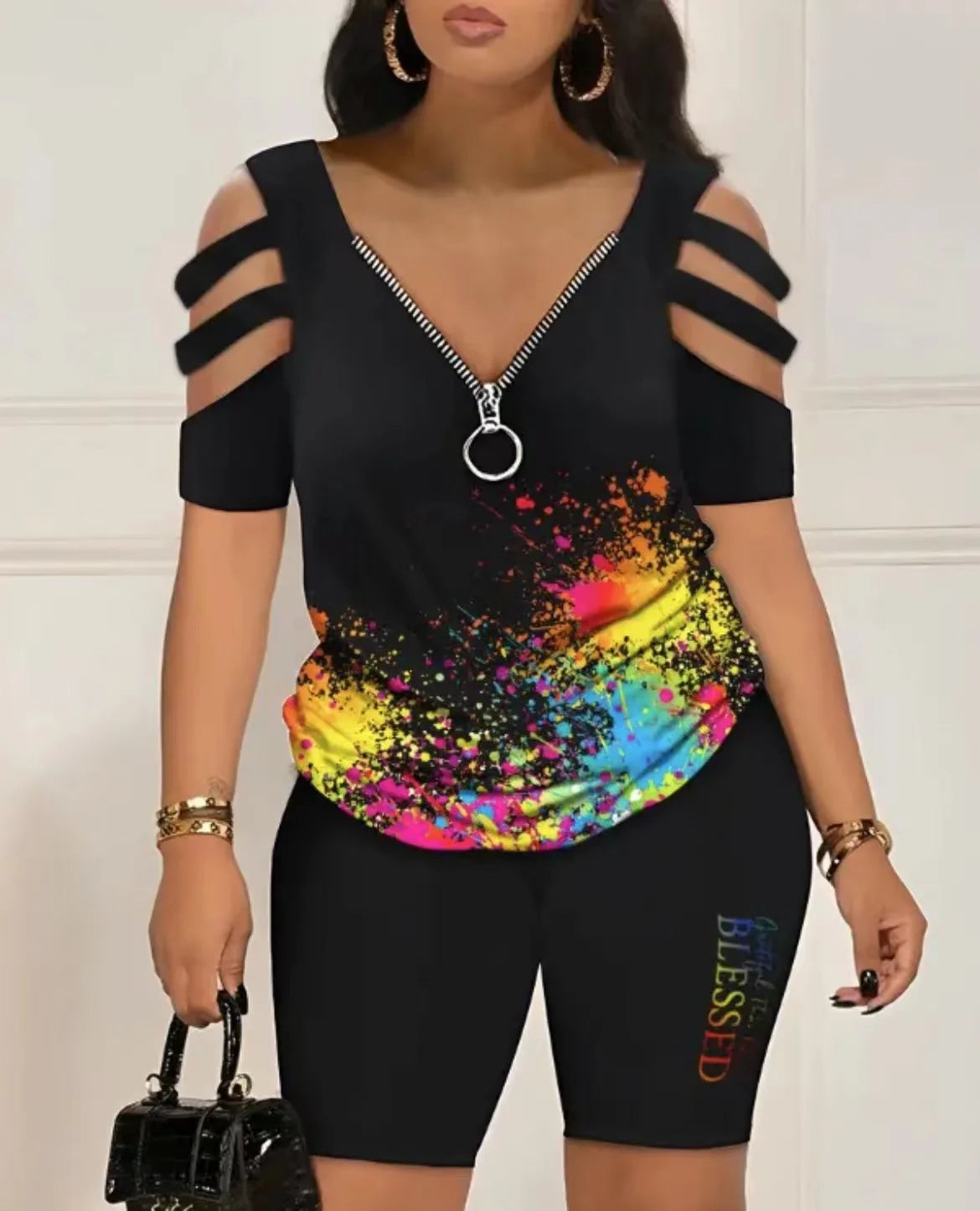 Fashion Hollow Out T-Shirt Shorts Two Piece Set Summer Casual | OWNLUXE