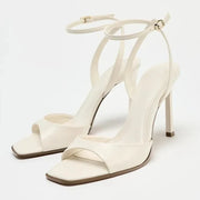 Women’s Ankle Strap Heeled Sandals – Square-Toe 9 cm Heel