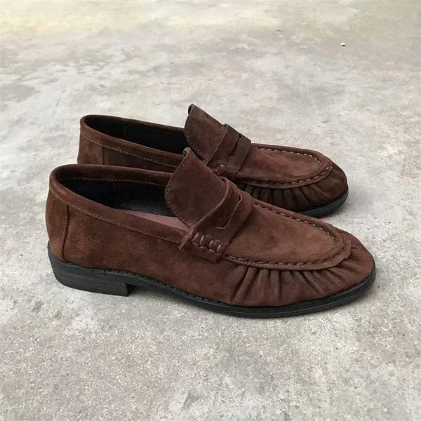 French Retro Flat Shoes Made Of Pure Handmade Calf Loafers | OWNLUXE