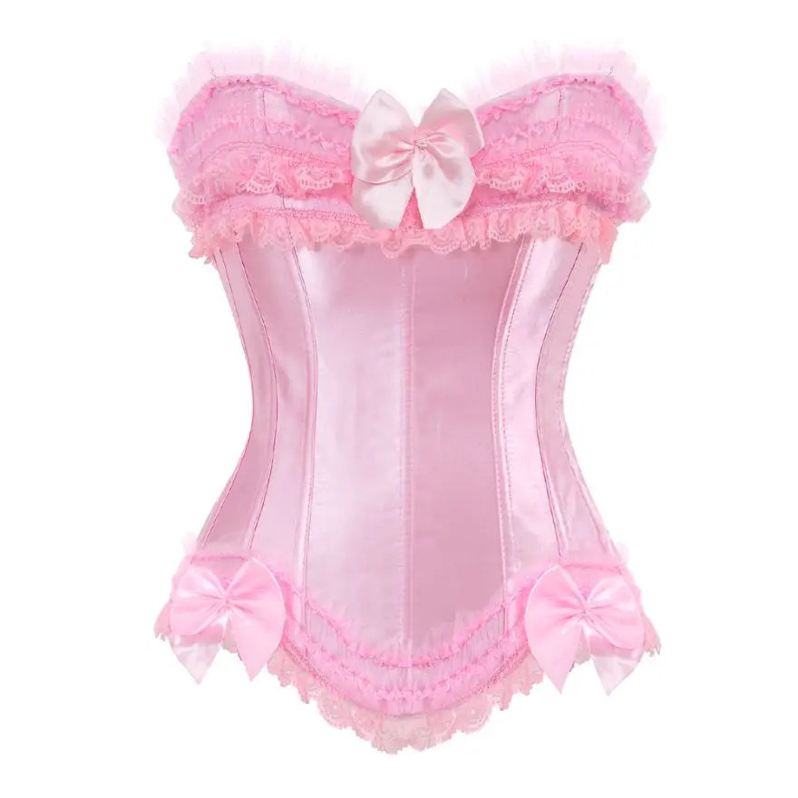 Satin Overbust Corset - Lace Up Bustier Top Gothic & Lolita Style | OWNLUXE