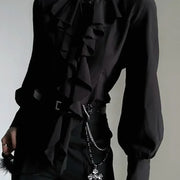 Harajuku Vintage Victorian Blouse - Ruffled Stand Collar Shirt