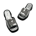 Load image into Gallery viewer, Women’s Mid Heel Slide Sandals – Cushioned Mixed-Color
