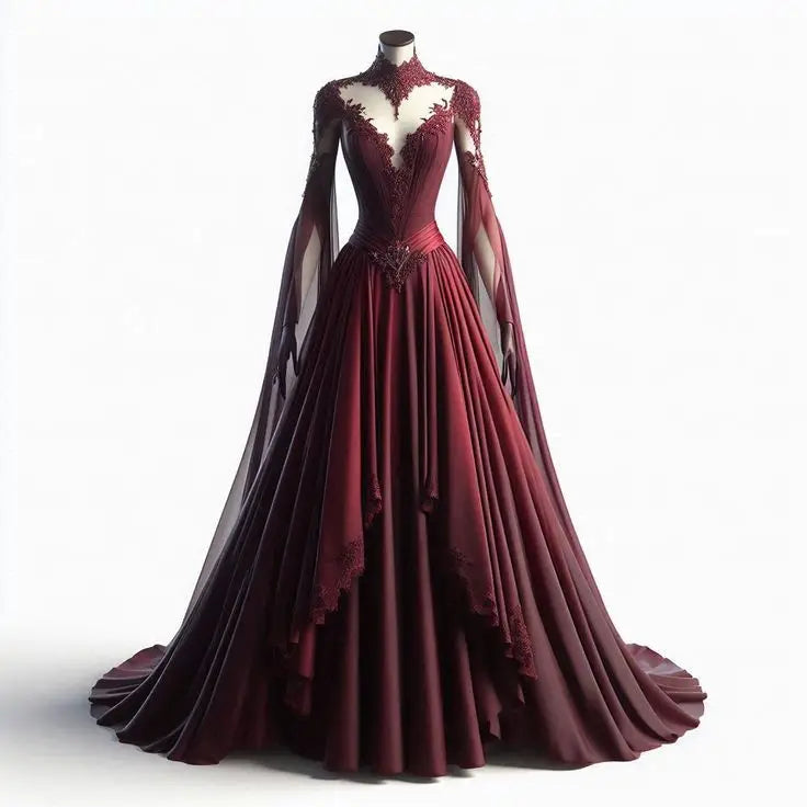 Vintage Satin A-Line Prom Gown with Lace Appliqués