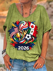 Women's 2026 World Cup Soccer T-Shirt | Canada USA Mexico Flag Graphic Tee | OWNLUXE