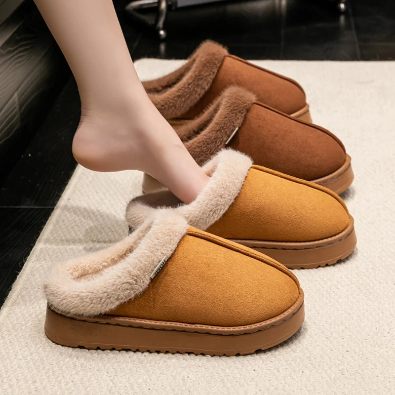 Women’s Fluffy Winter Indoor Slippers with Thick EVA Sole