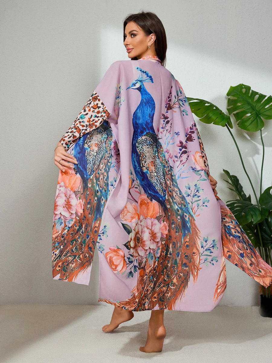 Women's Peocock Printed Dress | OWNLUXE