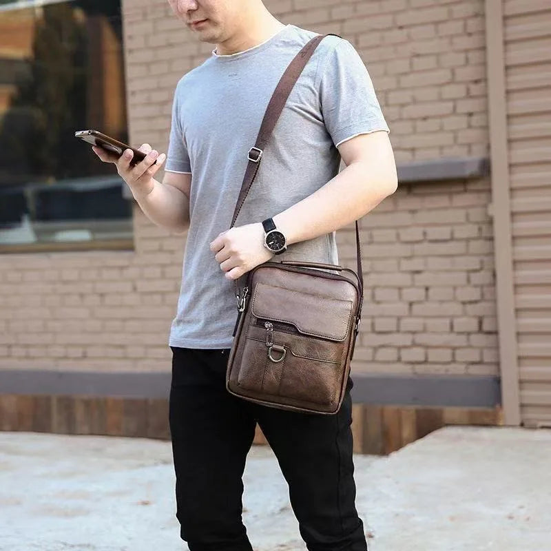 Women's Genuine Leather Flap Bag with Laptop Sleeve