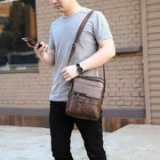 Women's Genuine Leather Flap Bag with Laptop Sleeve