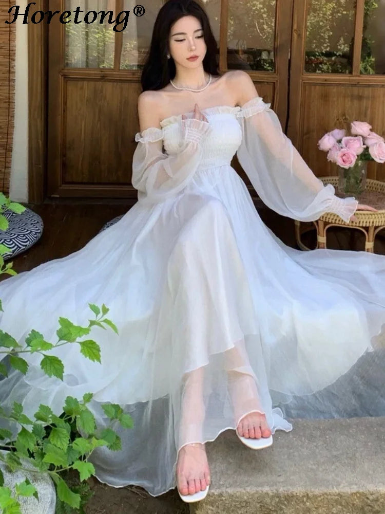 Off-Shoulder Maxi High-Waist Dress | OWNLUXE