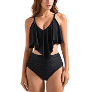 Ruffle Padded High-Waist Tankini Set | OWNLUXE