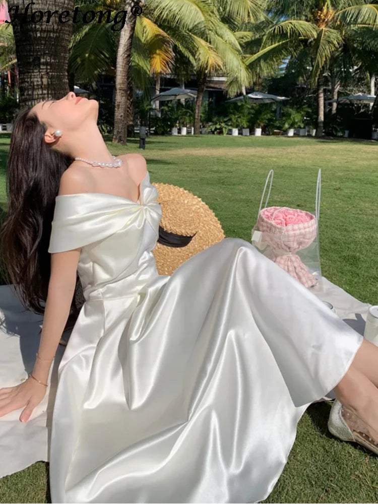 Midi Bow A-Line Dress | OWNLUXE
