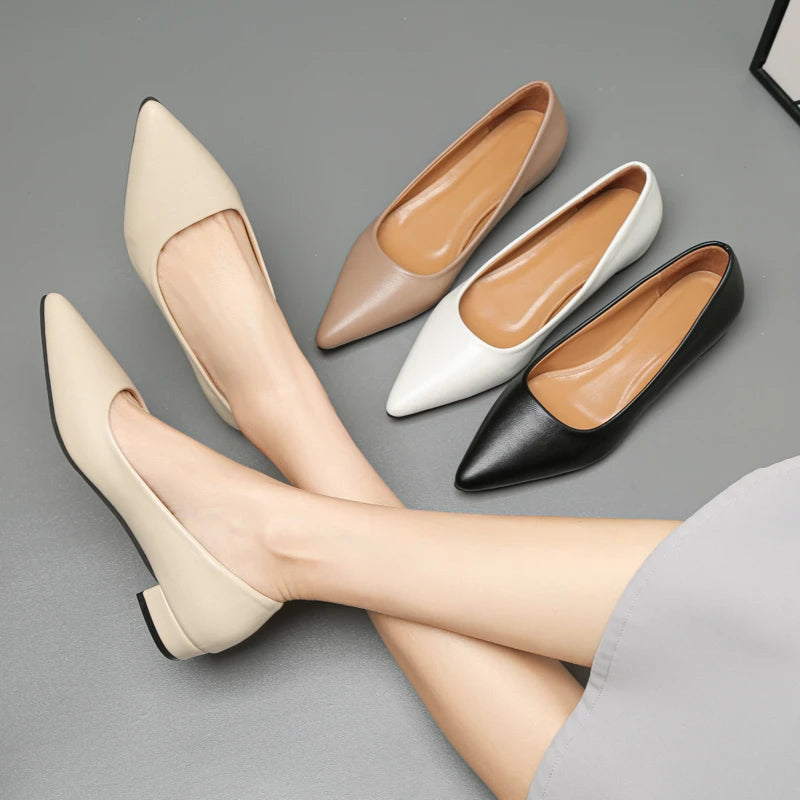 Women's Pointed Toe Leather Heels – Shop at OWNLUXE