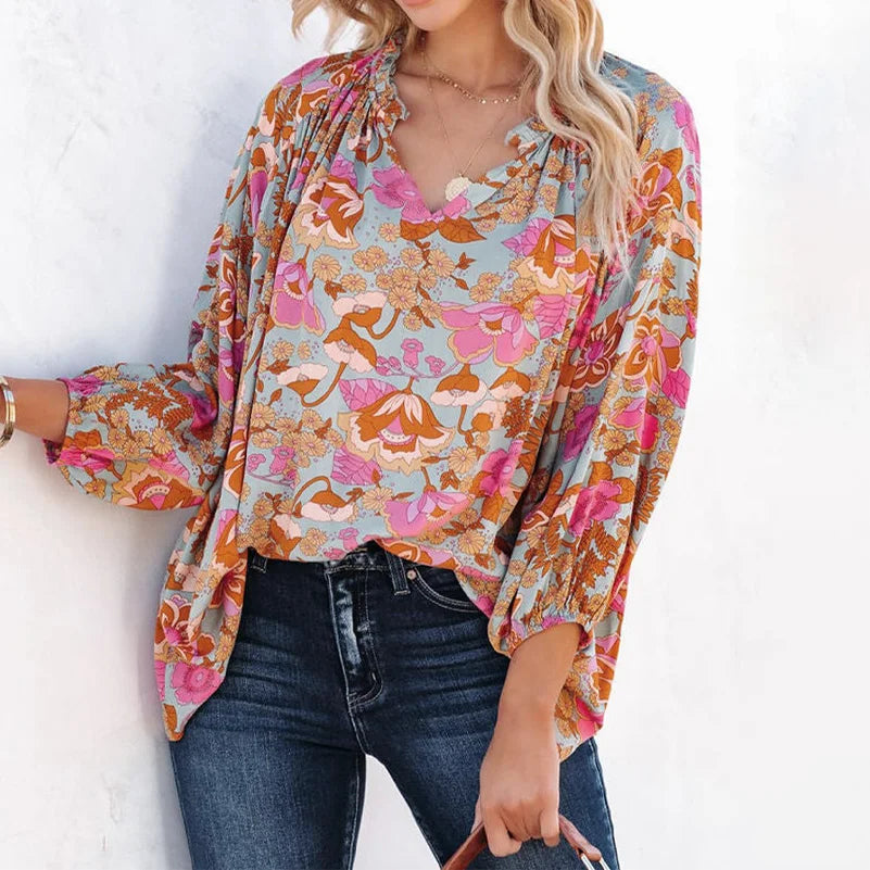 Plus Size Floral Pullover Top – Loose Fit Everyday Tee