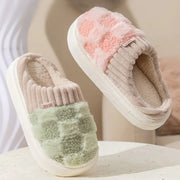 Couple Winter Plaid Slippers – Warm Fluffy Indoor Slides