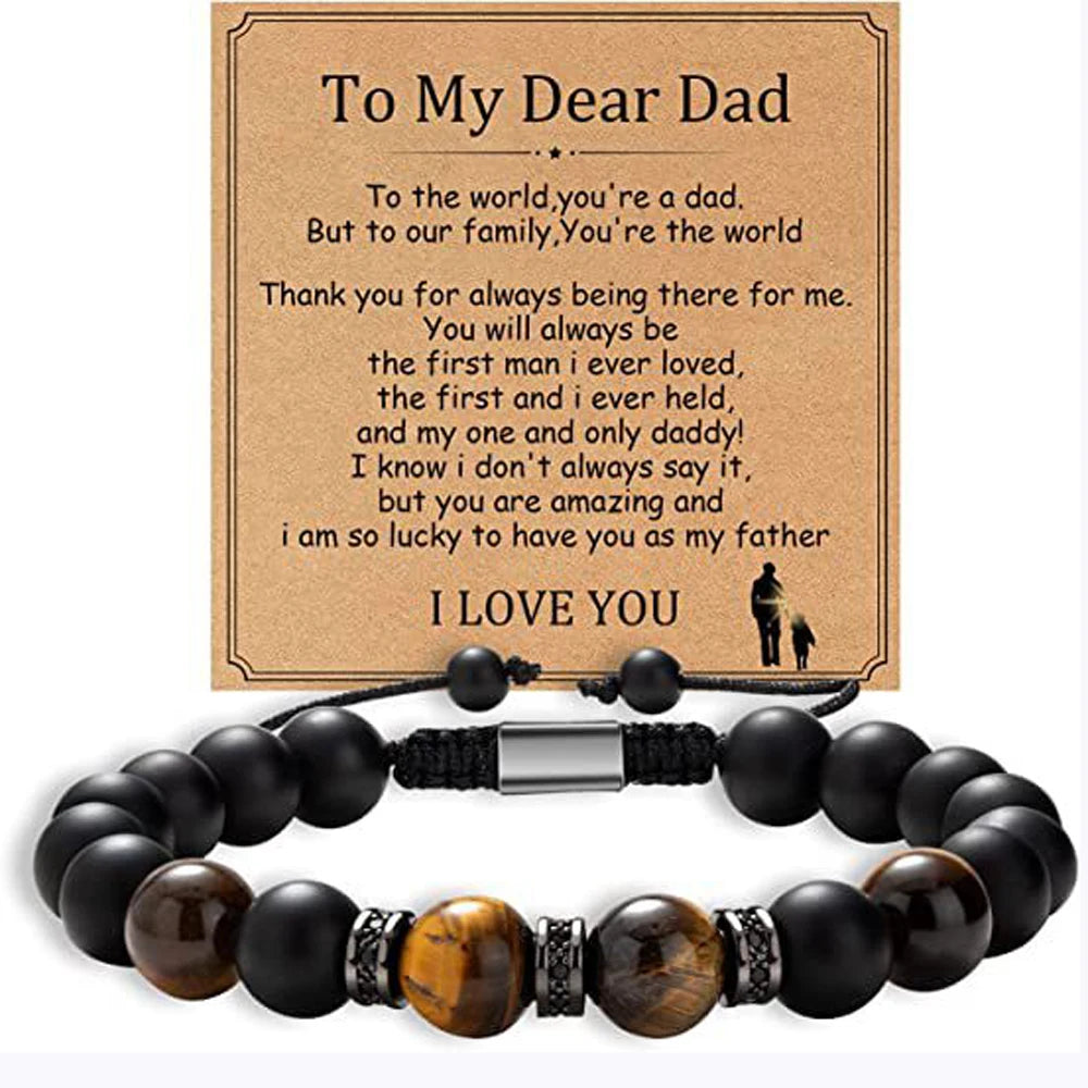 🧿 Natural Stone Men’s Bracelet – Father’s Day Gift | Bracelet pour hommes en pierres naturelles – Cadeau pour la fête des Pères 🧿
