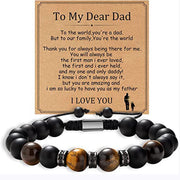 Tiger Eye & Onyx Men's Bracelet – Natural Stone & Steel Charm