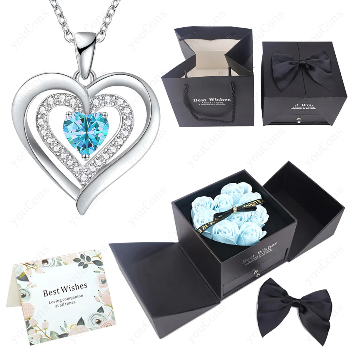 Heart Zircon Pendant Necklace – Comes in Rose Bow Gift Box | OWNLUXE
