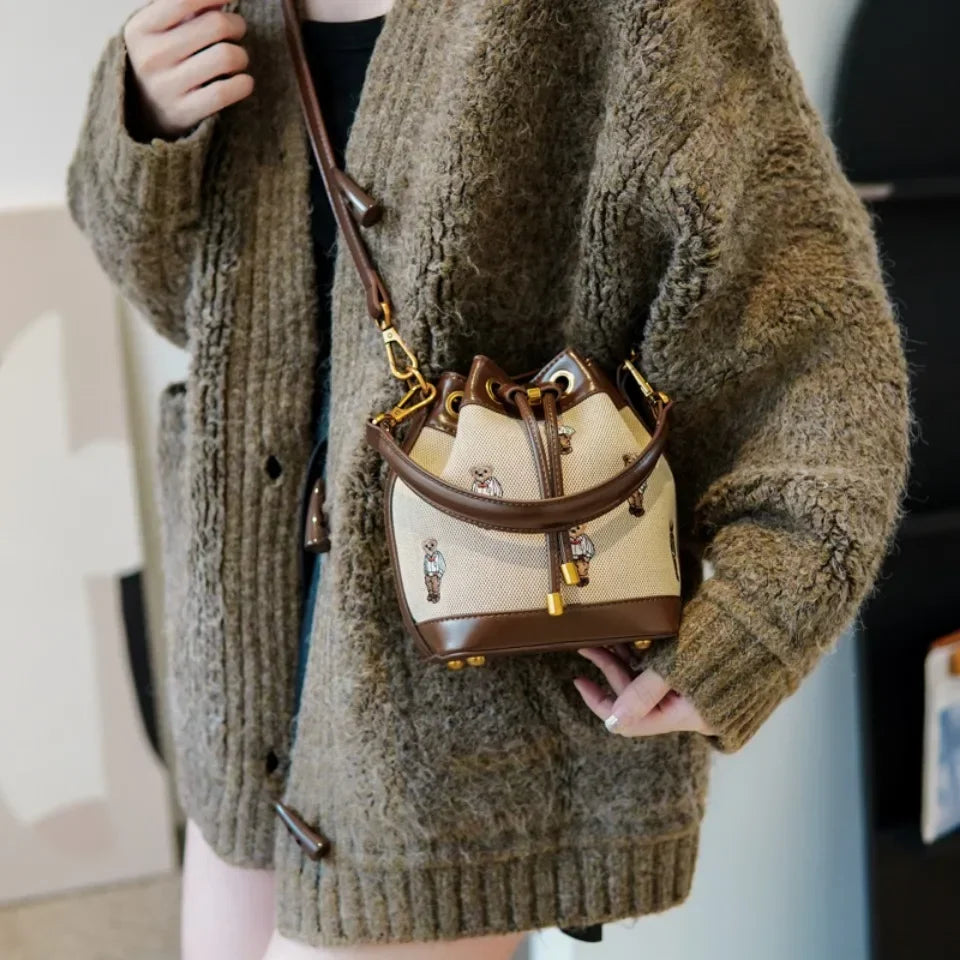 Spacious PU Leather Drawstring Bucket Bag | OWNLUXE