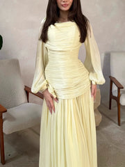 Draped Long-Sleeve Maxi Dress | OWNLUXE