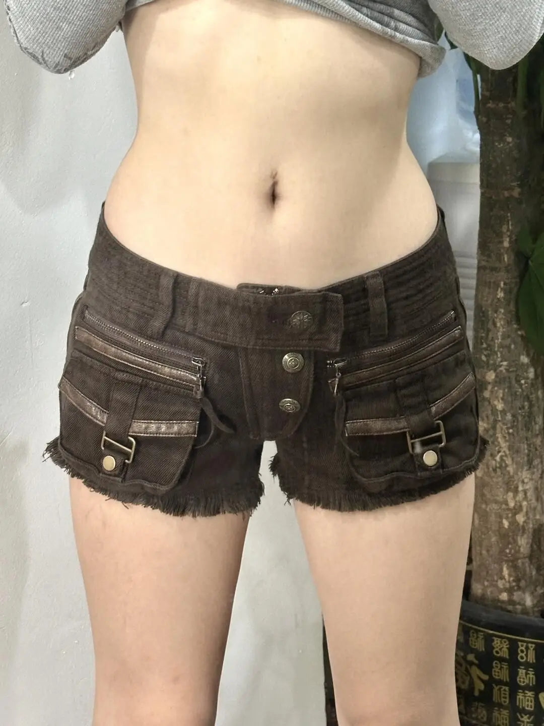 Pocket Denim Low-Waist Shorts | OWNLUXE