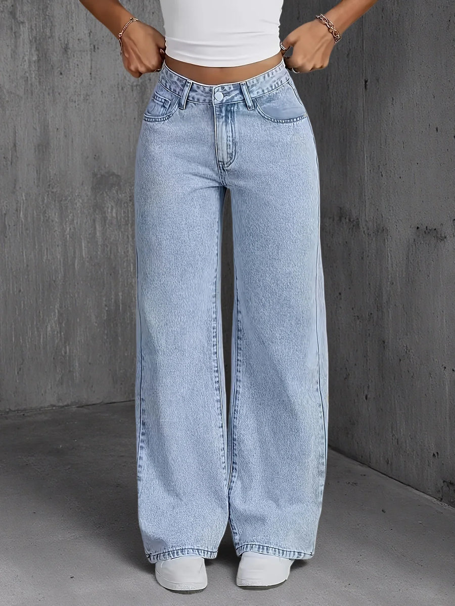 Women's Wide Leg Denim Pants Jeans | OWNLUXE
