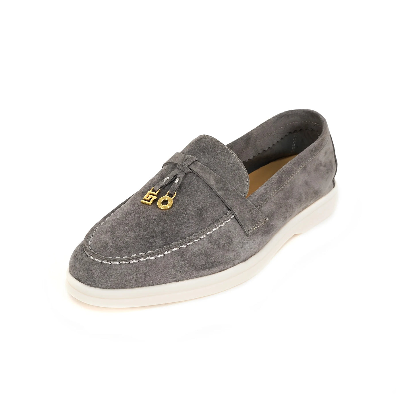 Women's Round Toe Leather Retro Loafers (Blue Grey) – Shop at OWNLUXE